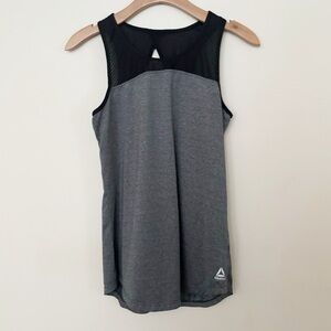 Reebok Athletic Tank Womens Size Small Charcoal and Black Workout‎ Mesh Active